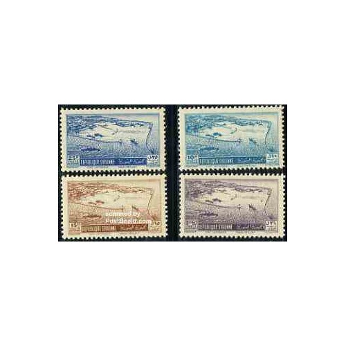 4 عدد تمبر سری پستی - بنادر و کشتیرانی - سوریه 1950