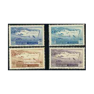 4 عدد تمبر سری پستی - بنادر و کشتیرانی - سوریه 1950