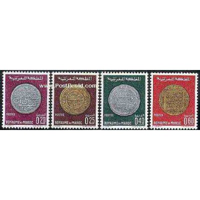 4 عدد تمبر سکه ها - مراکش 1968