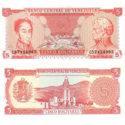 اسکناس 5 بولیوار - ونزوئلا 1989