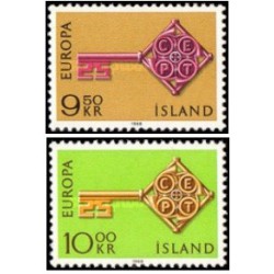 2 عدد تمبر مشترک اروپا - Europa Cept - ایسلند 1968