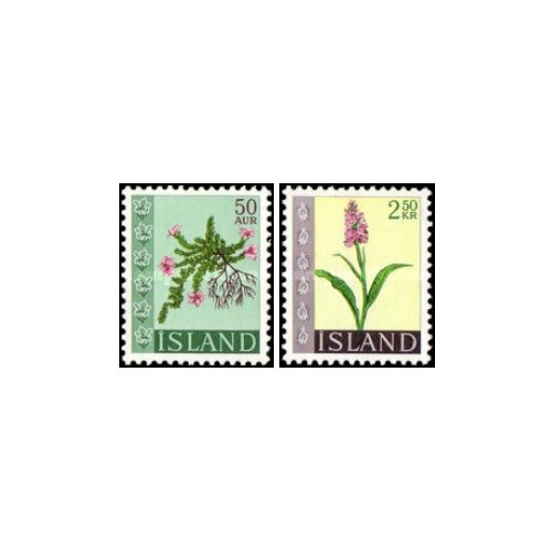 2 عدد تمبر سری پستی گلها - ایسلند 1968