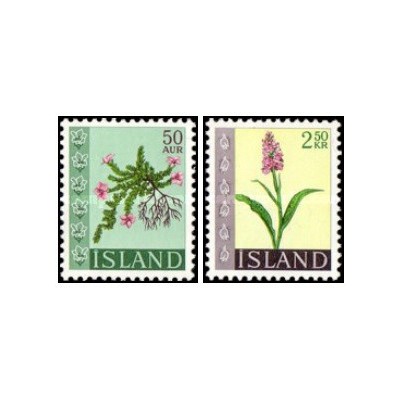 2 عدد تمبر سری پستی گلها - ایسلند 1968