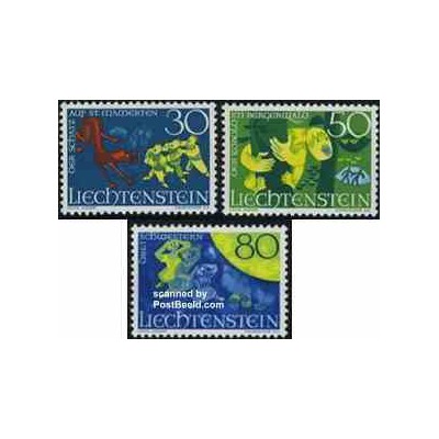 3 عدد تمبر افسانه پریون - لیختنشتاین 1968