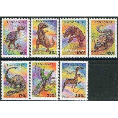 7 عدد تمبر جانداران ماقبل تاریخ  - تانزانیا 1994