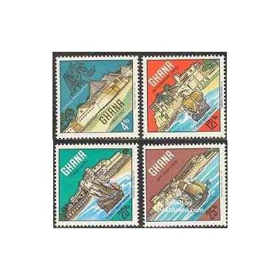 4 عدد تمبر قلعه ها و کشتی ها  - غنا 1967