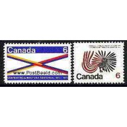 2 عدد تمبر مراکز استانها  - مانیتوبا - کانادا  1970
