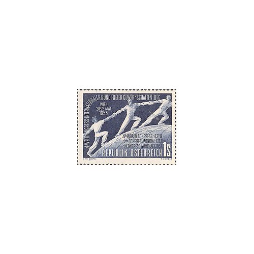 1 عدد تمبر چهارمین کنگره جهانی کنفدراسیون بین المللی اتحادیه های آزاد کارگری - اتریش 1955 1 عدد تمبر چهارمین کنگره جهانی کنفدراسیون بین المللی اتحادیه های آزاد کارگری - اتریش 1955
