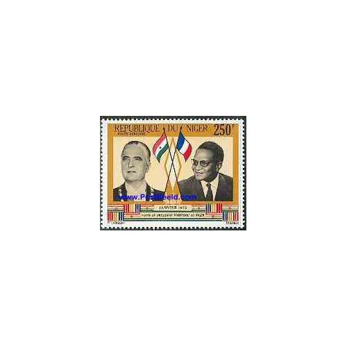 1 عدد تمبر ملاقات پومپیدو - رئیس جمهور فرانسه - نیجر 1972