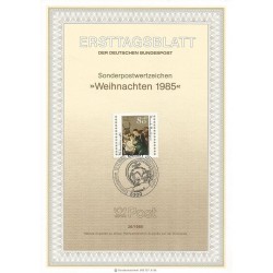 برگه اولین روز انتشار تمبر کریسمس - جمهوری فدرال آلمان 1985