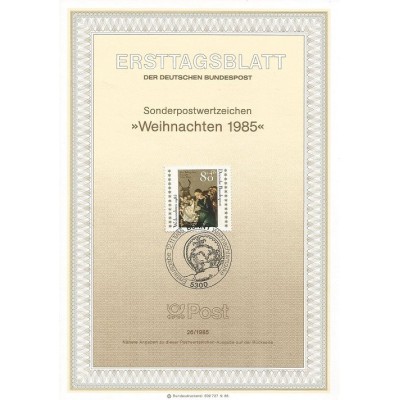 برگه اولین روز انتشار تمبر کریسمس - جمهوری فدرال آلمان 1985