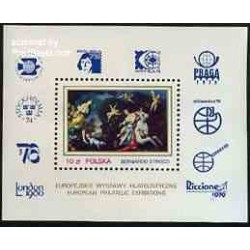 سونیرشیت نمایشگاه تمبر - تابلو نقاشی اثر برناردو استروزی - لهستان 1979