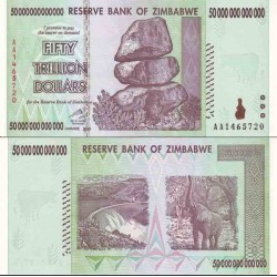 اسکناس 50تریلیون دلار- 50.000.000.000.000 دلار - زیمباوه 2005