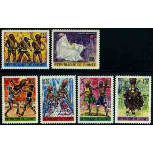 6 عدد تمبر رقصهای سنتی - جمهوری گینه 1966