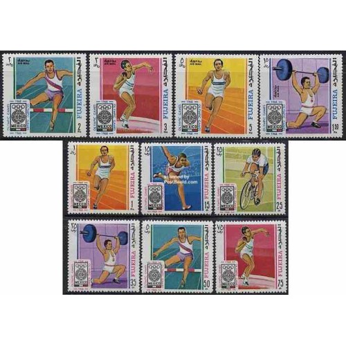 10 عدد تمبر المپیک مکزیکو - فجیره 1968