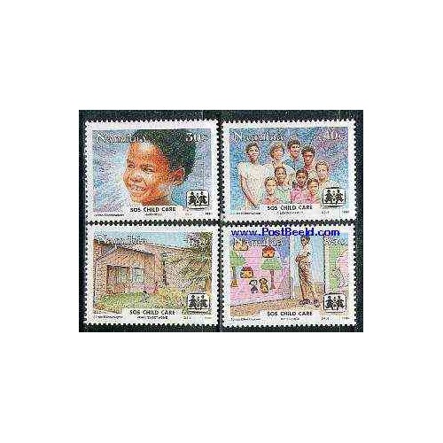 4 عدد تمبر دهکده کمک به کودکان - نامیبیا 1993