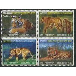4 عدد تمبر حفاظت از ببرها - بنگلادش 3013