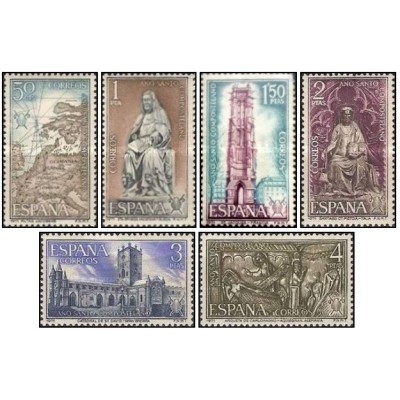 6 عدد تمبر سال مقدس کمپوستلا - اسپانیا 1971