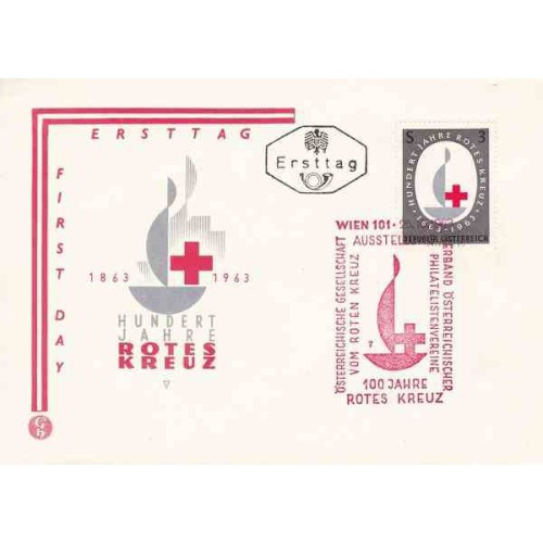 پاکت مهر روز - صلیب سرخ  - اتریش 1963