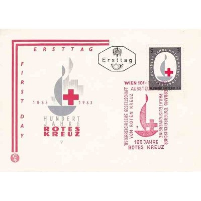 پاکت مهر روز - صلیب سرخ  - اتریش 1963