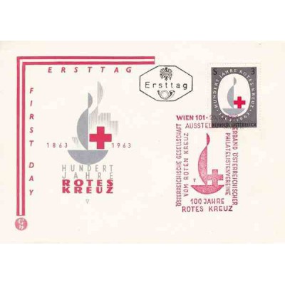 پاکت مهر روز - صلیب سرخ  - اتریش 1963