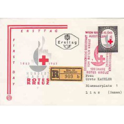 پاکت مهر روز - صلیب سرخ  - اتریش 1963