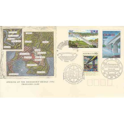 پاکت مهر روز - افتتاپل دوستی بین تایلند و لائوس  - استرالیا 1994