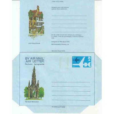 پاکت نامه هوائی 8/5 پنس  - آئروگرام طراحی Peter Gauld - انگلستان 