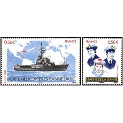2 عدد  تمبر کشتی ها - هلیکوپتربر ژاندارک - فرانسه 2009