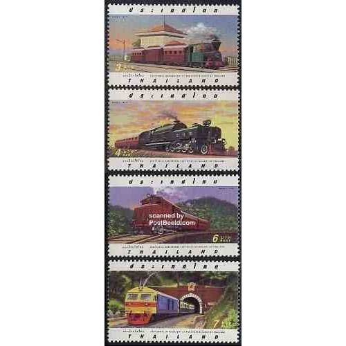 4 عدد تمبر لوکوموتیوها - راه آهن - تایلند 1997