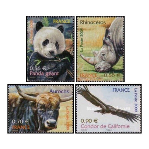 4 عدد  تمبر گونه های در معرض خطر  - فرانسه 2009