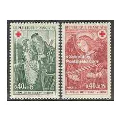 2 عدد تمبر تابلو -  صلیب سرخ - فرانسه 1970
