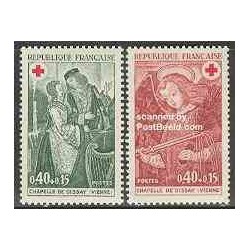 2 عدد تمبر تابلو -  صلیب سرخ - فرانسه 1970
