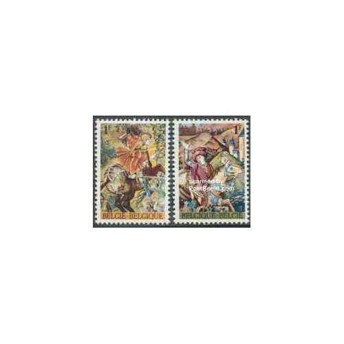2 عدد تمبر تابلو - بلژیک 1967