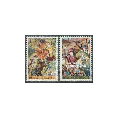 2 عدد تمبر تابلو - بلژیک 1967