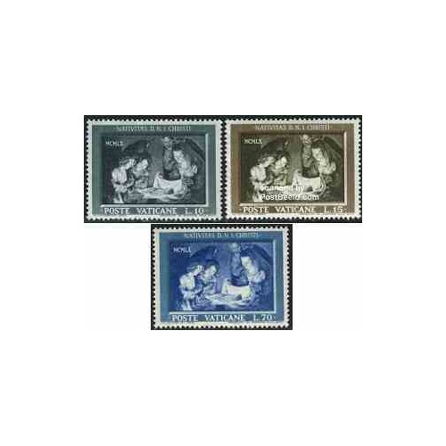 3 عدد تمبر تابلو - کریستمس - واتیکان 1960