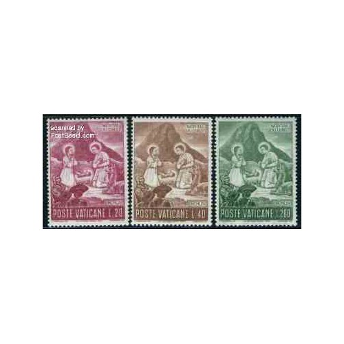 3 عدد تمبر تابلو - کریستمس - واتیکان 1965