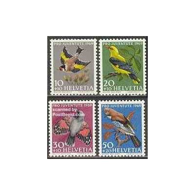 4 عدد تمبر جوانان - پرندگان - سوئیس 1969