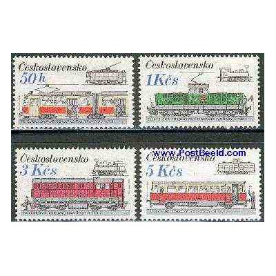 4 عدد تمبر راه آهن - لوکوموتیوها - چک اسلواکی 1986