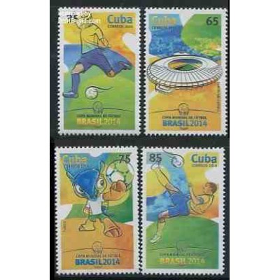 4 عدد تمبر جام جهانی فوتبال برزیل - کوبا 2014