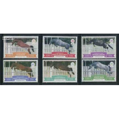 6 عدد تمبر اسبها در حال پرش - کوبا 2014