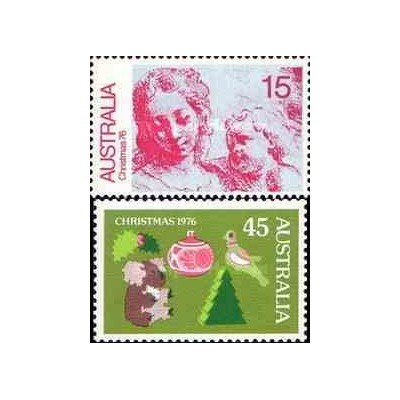 2 عدد تمبر کریستمس - استرالیا 1976
