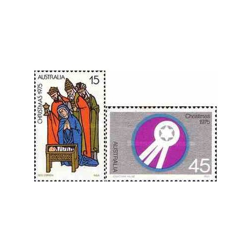 2 عدد تمبر کریستمس - استرالیا 1975