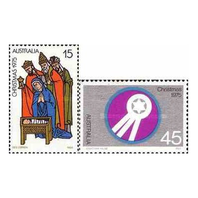 2 عدد تمبر کریستمس - استرالیا 1975