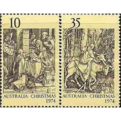 2 عدد تمبر کریستمس - استرالیا 1974