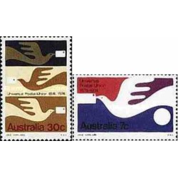 2 عدد تمبرصدمین سالگرد اتحادیه جهانی پست - استرالیا 1974
