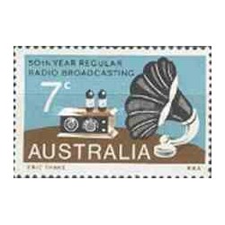 1 عدد تمبر 50مین سالگرد پخش منظم رادیو - استرالیا 1973