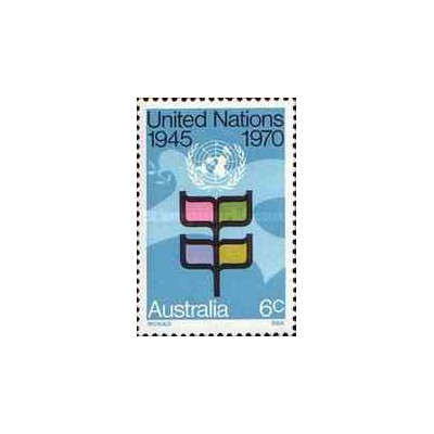 1 عدد تمبر بیست و پنجمین سالگرد سازمان ملل - استرالیا 1970