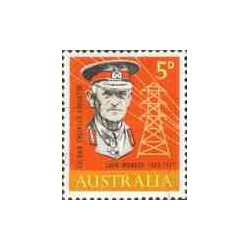 1 عدد تمبر صدمین سالگرد تولد جان موناش - مهندس عمران و فرمانده جنگ جهانی اول - استرالیا 1965