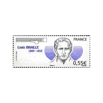 1 عدد تمبر دویستمین سالگرد تولد لویی بریل - فرانسه 2009